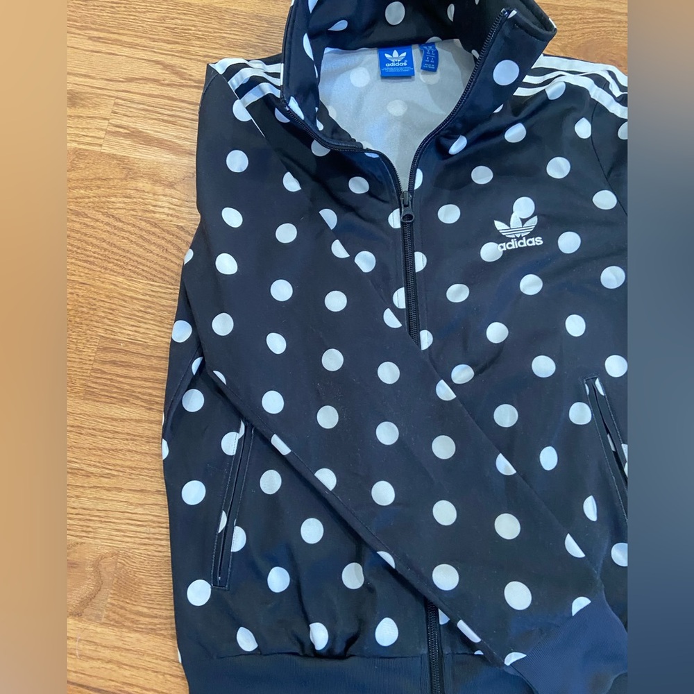 Vintage 2015 adidas firebird Black & White Polka Dot track jacket - Picture 5 of 12